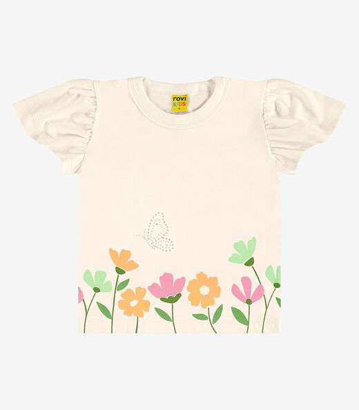 Blusa Infantil em Meia Malha Rovi Kids Bege