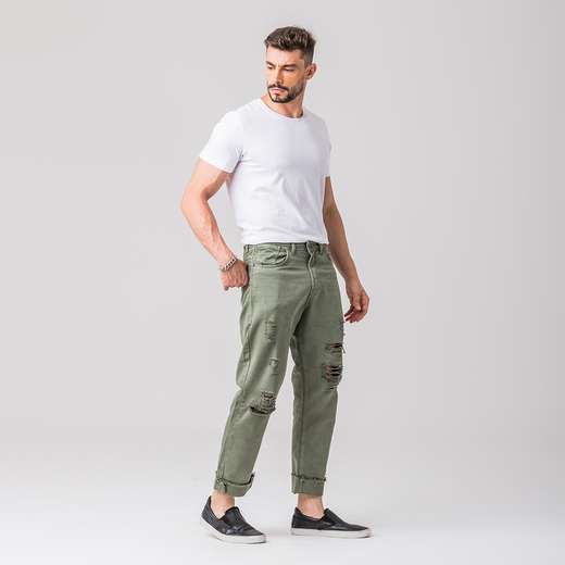 Calça Relaxed Cropped Masculina Sarja Zune