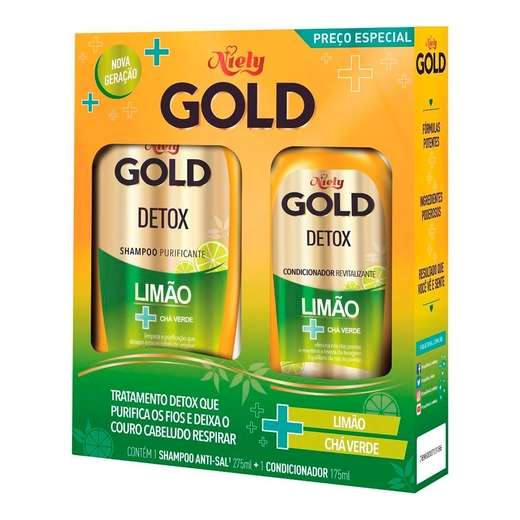 Image_Kit Shampoo 275ml e Condicionador 175ml Detox Limão e Chá Verde Niely Gold
