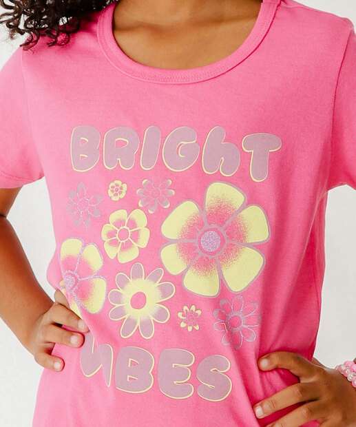 Camiseta Infantil Estampa Flores Marisa Tam 4 a 10