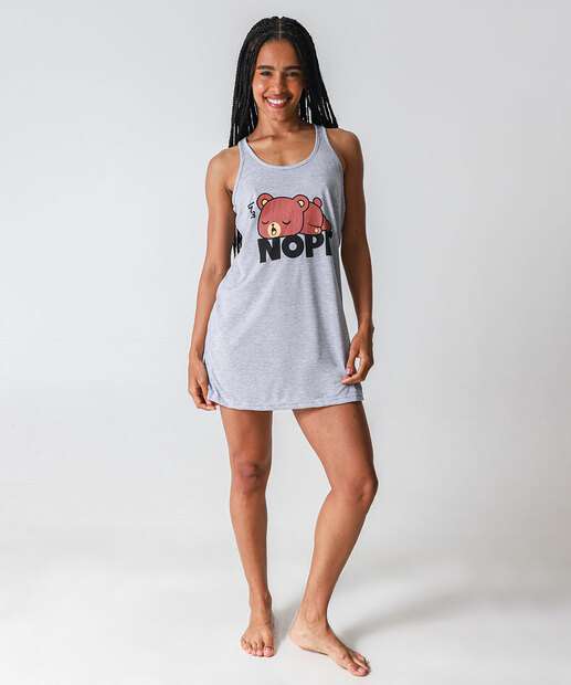 Camisola Sem Maga Estampa Urso Marisa Cinza