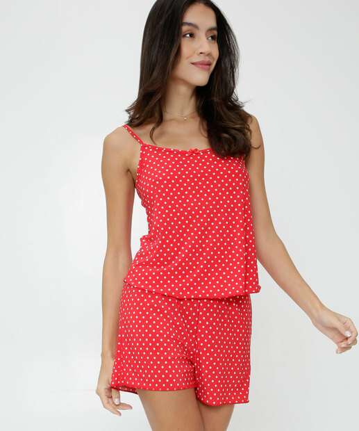 Pijama Feminino Estampa Poá Alças Finas Marisa