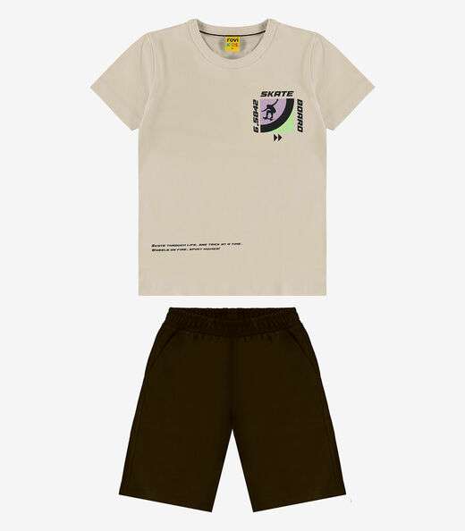 Image_Conjunto Infantil Camiseta Com Bermuda Rovi kids Bege