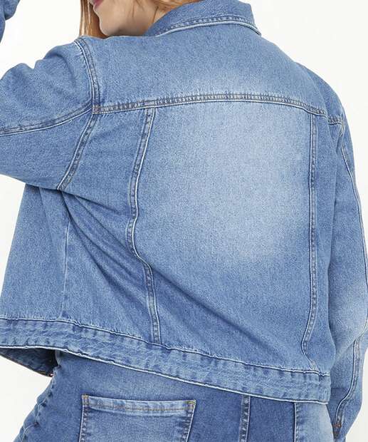 Jaqueta Plus Size Feminina Cropped Uber jeans
