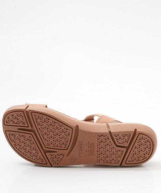 Sandália Feminina Rasteira Pedras Modare Bege