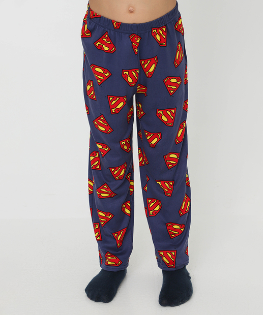 Pijama Juvenil Super Homem Warner Bros Tam 4 a 12 Azul