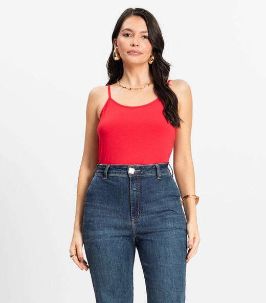 Image_Blusa de Alça Feminina Viscotorcion Básica Rovitex Vermelho