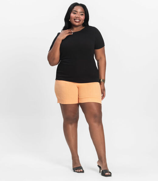 Blusa Visco Tricot Plus Size Secret Glam Preto