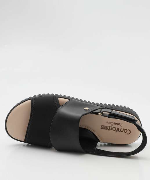 Sandália Feminina Flatform Tiras Comfortflex Preto