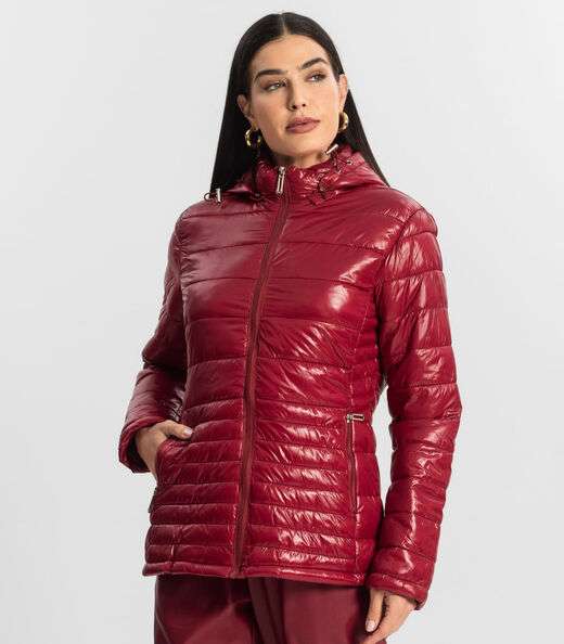 Jaqueta de Microfibra Feminina com Capuz Endless Vermelho