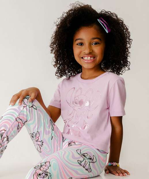 Blusa Infantil Angel Stitch Disney Tam 4 a 10