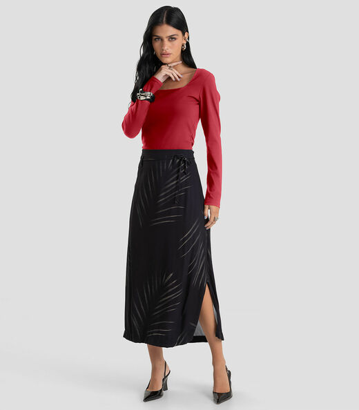 Blusa Feminino Cotton Manga Longa Dianna Vermelho