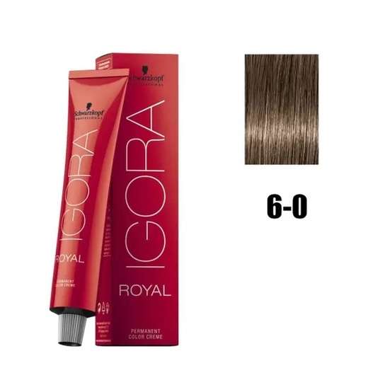 Coloração Schwarzkopf Igora Royal 60ml Cor:6-0 Louro Esc. Nat. Extra