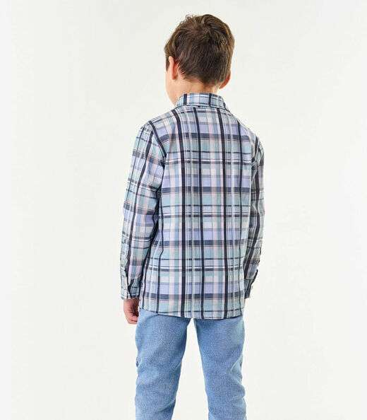 Camisa Infantil Manga Longa Xadrez Trick Nick Azul