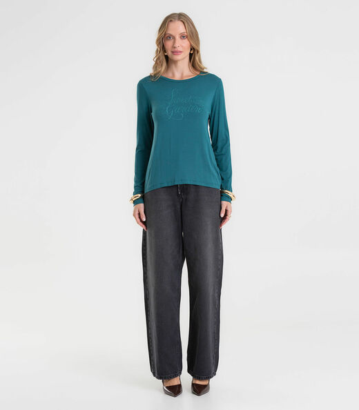 Blusa Feminina Manga Longa Em Viscotorcion Rovitex Verde