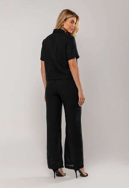 Conjunto Camisa Manga Curta e Calça Pantalona Preto Salvatore