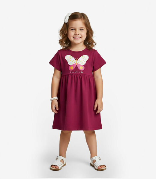 Vestido Infantil em Molecotton Select Vermelho