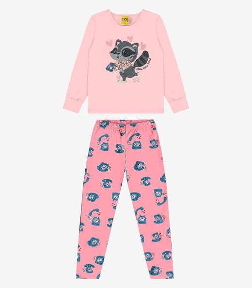 Pijama Meia Malha Rovi Kids Rosa
