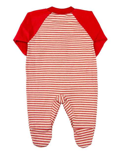 Macacão Bebê Malha Listrada Crisp Little Capitain - Vermelho
