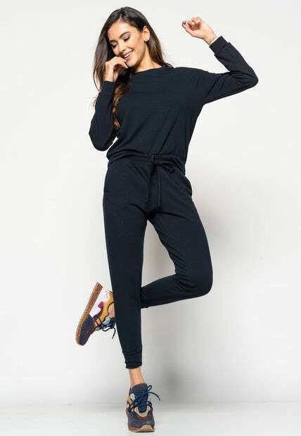 Casaco  Comfy Com Gola Canoa Moletinho Preto