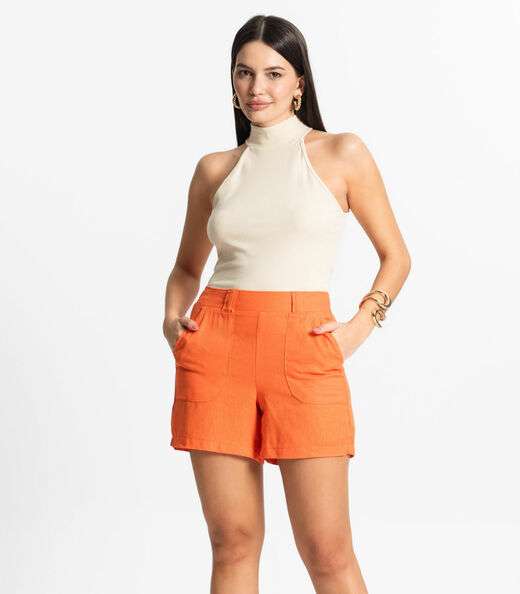 Image_Shorts Feminino em Linho Select Laranja