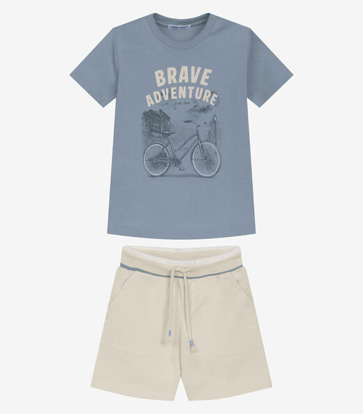 Conjunto Infantil Camiseta Com Bermuda Trick Nick Azul