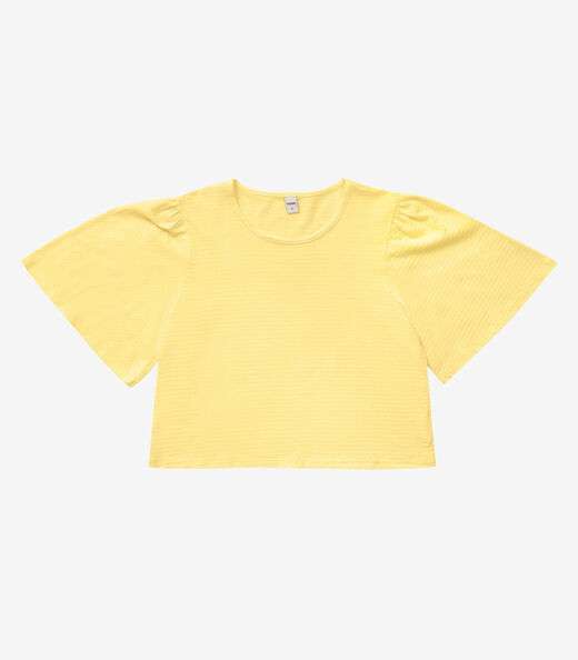 Blusa Feminina Manga Franzida Rovitex Amarelo