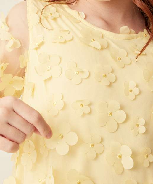 Vestido Infantil Tule Flores Marisa Tam 4 a 10 