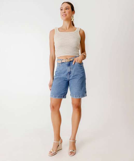 Blusa Cropped Feminina Tricô Marisa