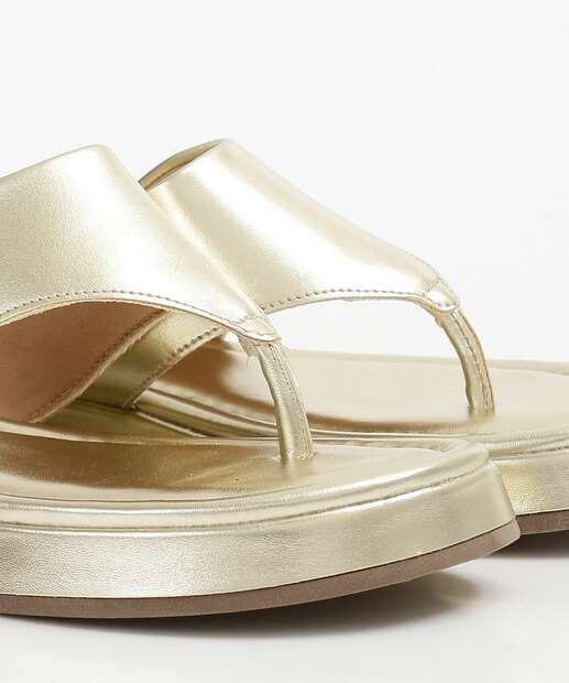 Tamanco Feminino Tiras Flatform Metalizado Via Uno