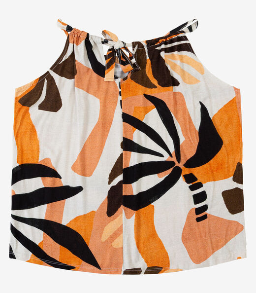 Blusa de Alça Plus Size Infinita Cor Laranja