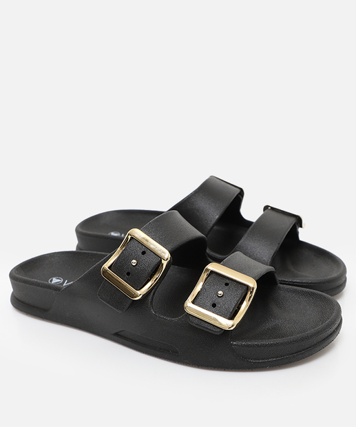 Rasteirinha Birken Feminina Fivela Via Uno Preto