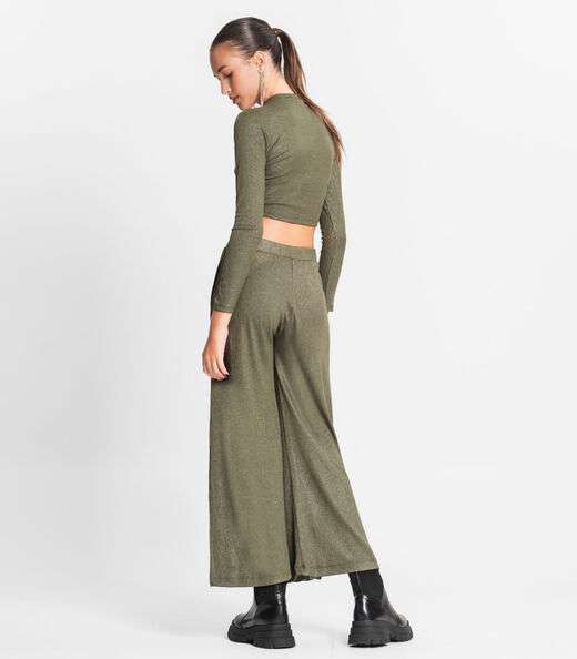 Calça Juvenil Feminina Em Ribana Canelada Minty Verde