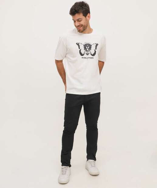 Camiseta Masculina Estampa Borboleta Manga Curta MR