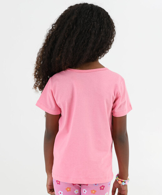 Camiseta Infantil Hello Kitty E Amigos Tam 4 a 10 Rosa