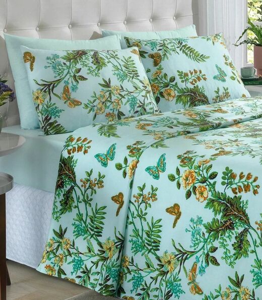 Jogo De Cama 200 Fios Queen 4 Peças Lar E Lazer Verde