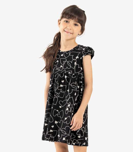 Image_Vestido Infantil Corações Rovi Kids Preto