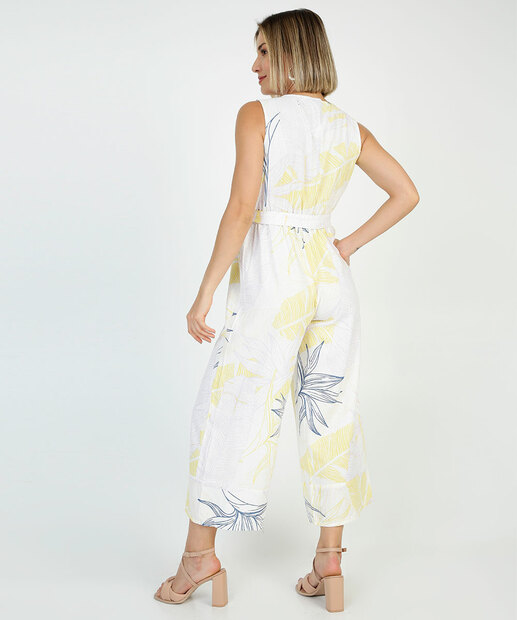 Macacão Feminino Pantacourt Folhas Amarração Marisa