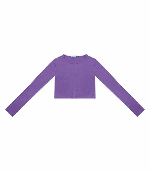 Blusa Cropped Juvenil Manga Longa Minty Roxo