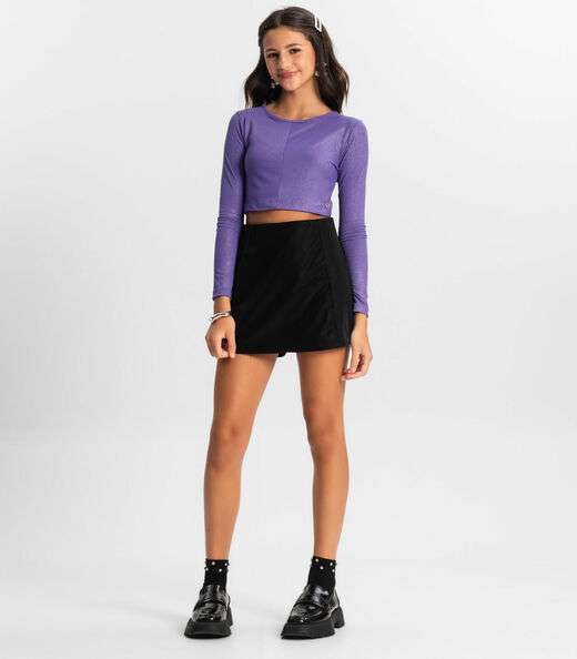 Shorts Saia Juvenil Em Material Sintético Minty Preto
