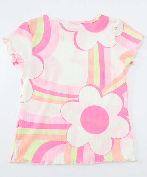 Conjunto Infantil Margaridas Tam 4 a 10 Off White