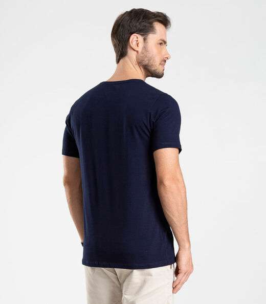 Camiseta Masculina Básica Meia Malha Diametro Azul