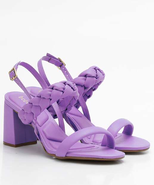 Sandália Salto Grosso Feminina Trançada Bebecê