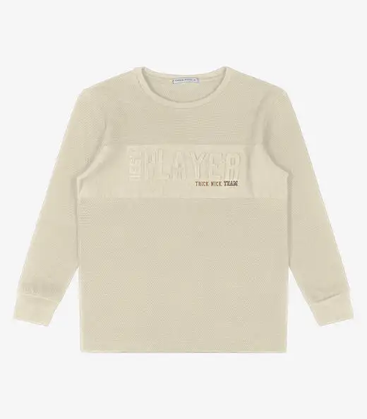 Image_Camiseta Infantil Manga Longa Trick Nick Bege