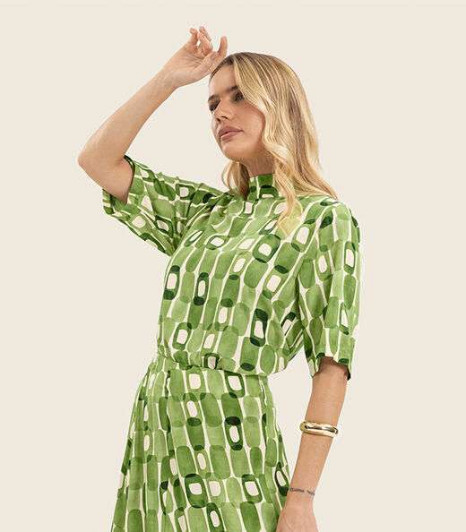Blusa Feminina Estampada Gola Alta Endless Verde
