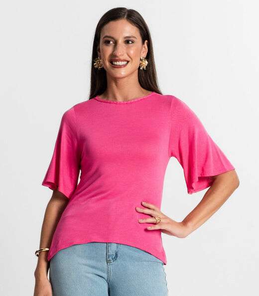 Blusa Feminina Manga Curta Rovitex Rosa