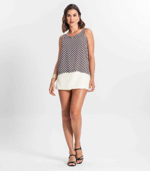 Regata Feminina Quadriculada Infinita Cor Preto