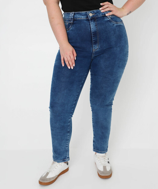 Calça Plus Size Feminina Skinny Jeans Sawary Azul