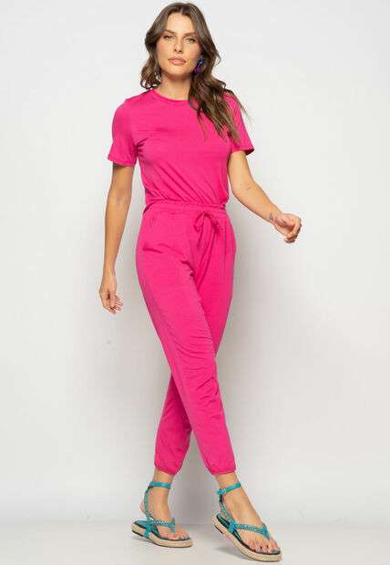 Image_Conjunto Blusa Gola Redonda M/C e Jogger Recortes Malha Rosa Salvatore