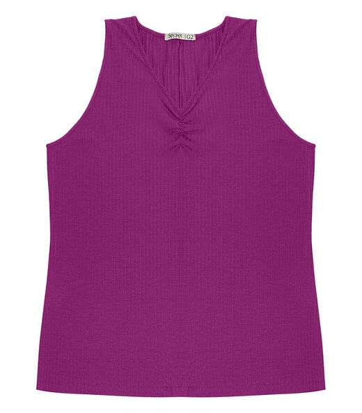 Regata Plus Size Em Ribana Canelada Secret Glam Roxo